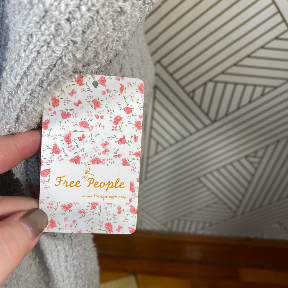 Free People Faux Wrap Sweater in Light Grey - Picture 6 of 8